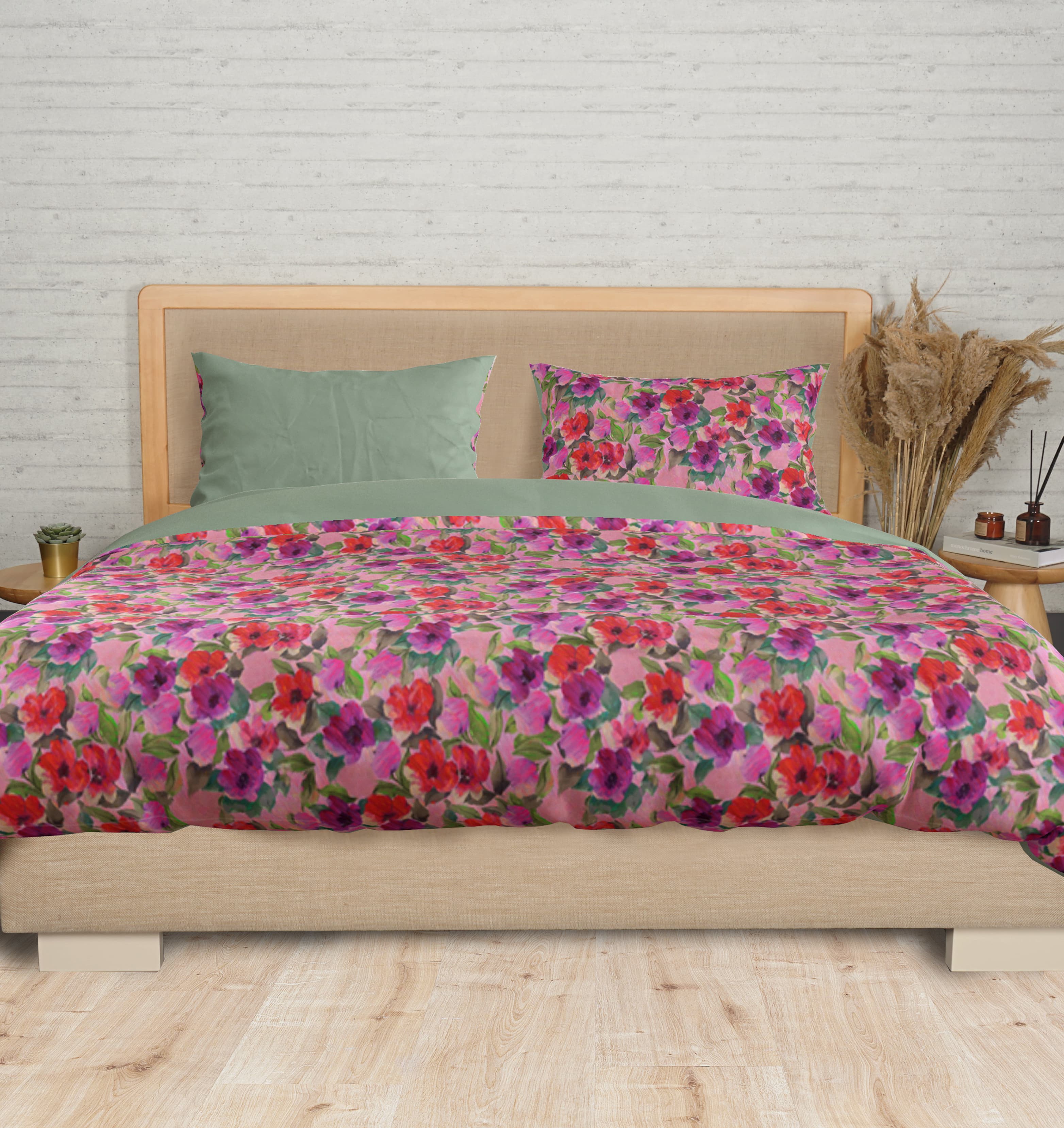 Pinky Floral Kapitoneli Yatak Örtüsü 6
