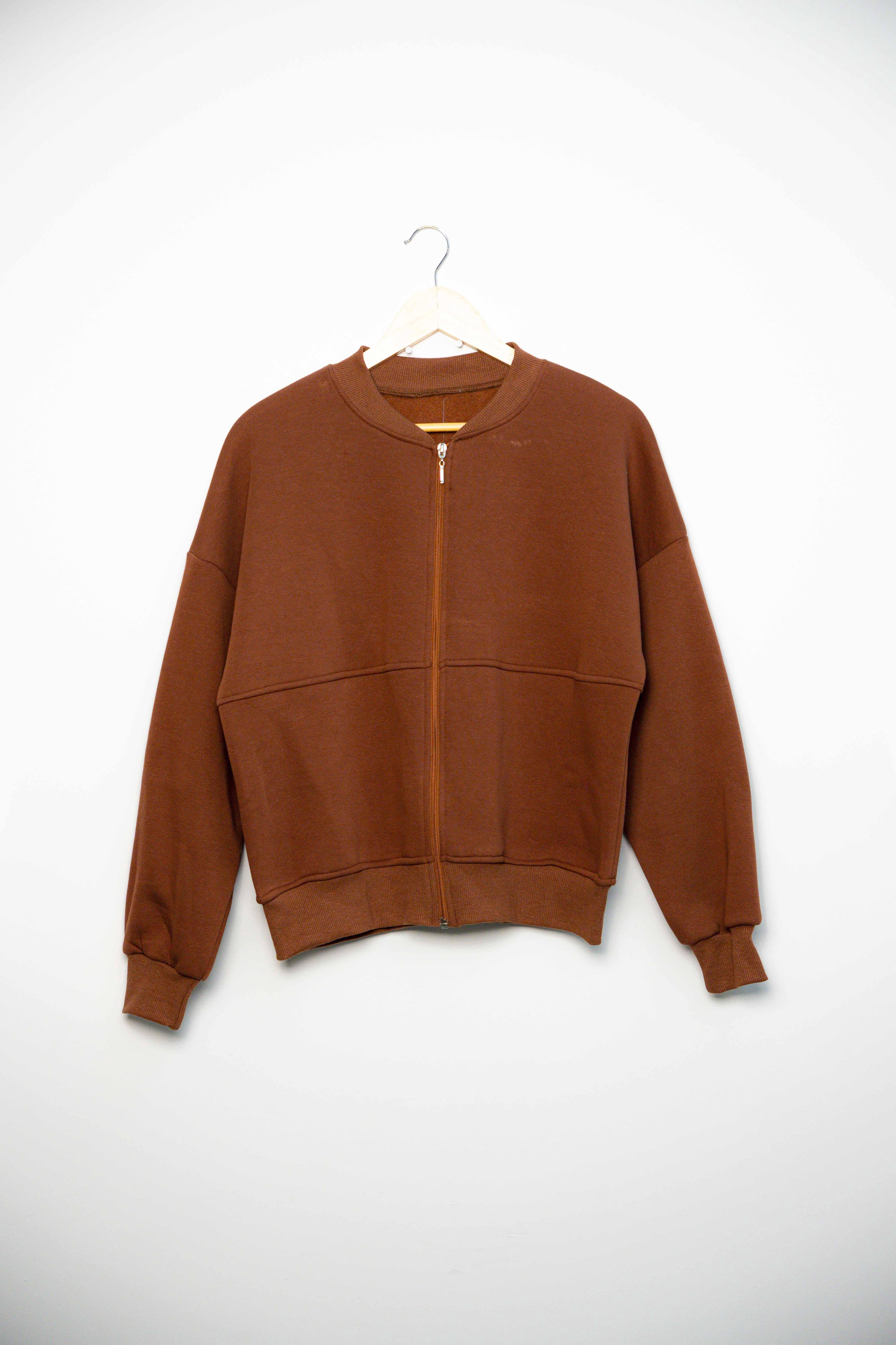 Bomber kalıp 3 iplik şardonlu sweatshirt