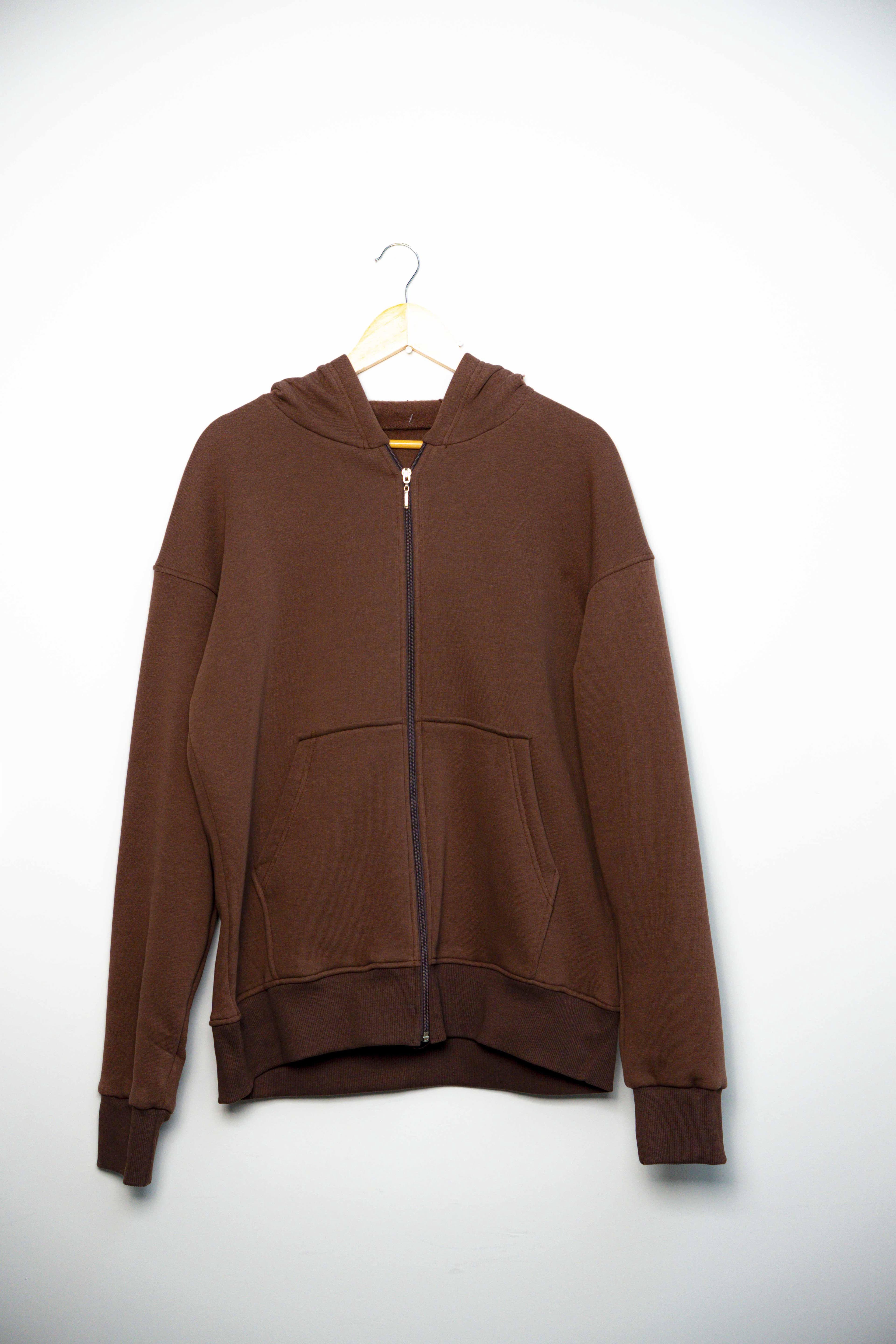 Fermuarlı kanguru cep kapüşonlu sweatshirt