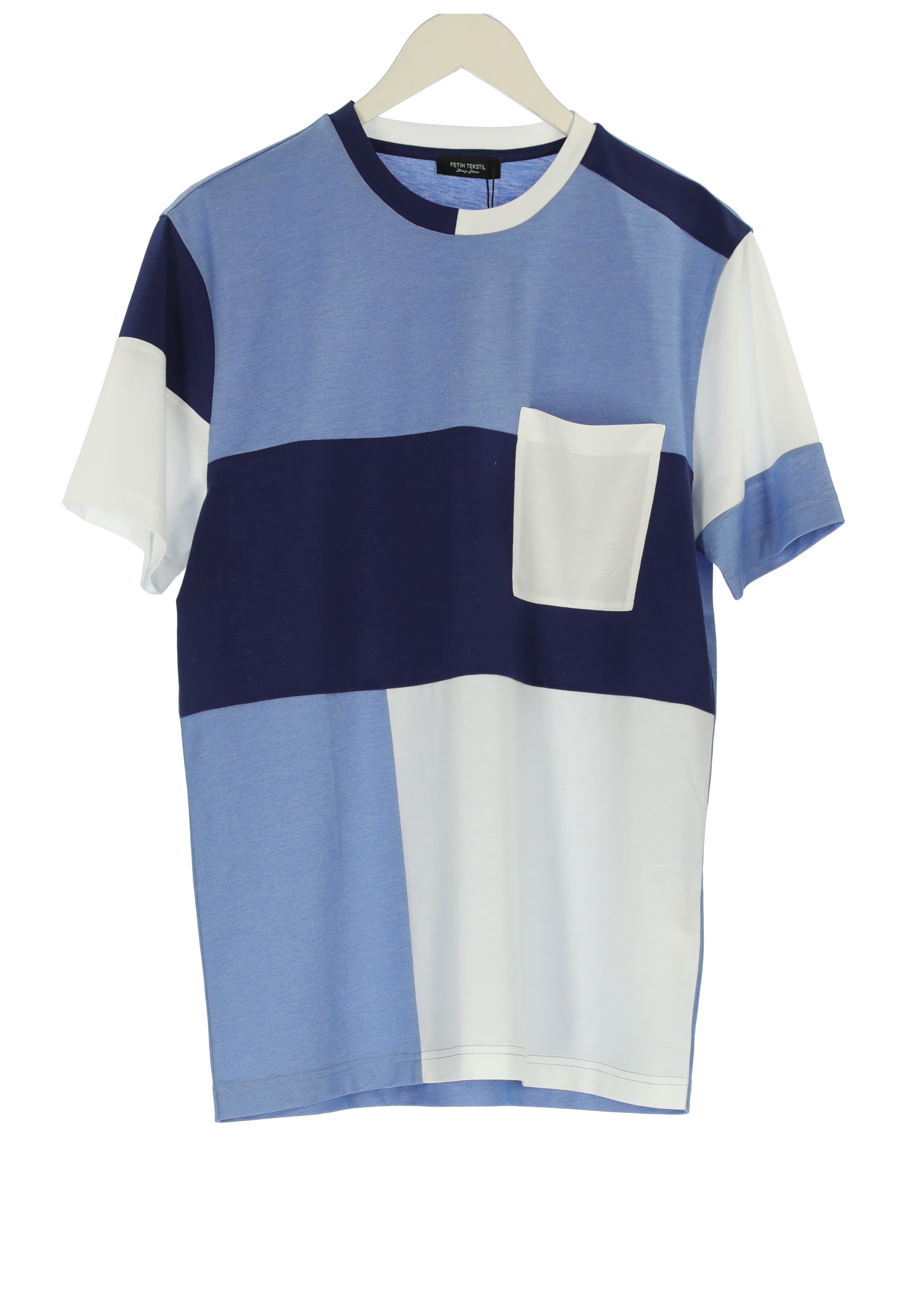 POCKET DETAILS BLOCKED T-SHIRT