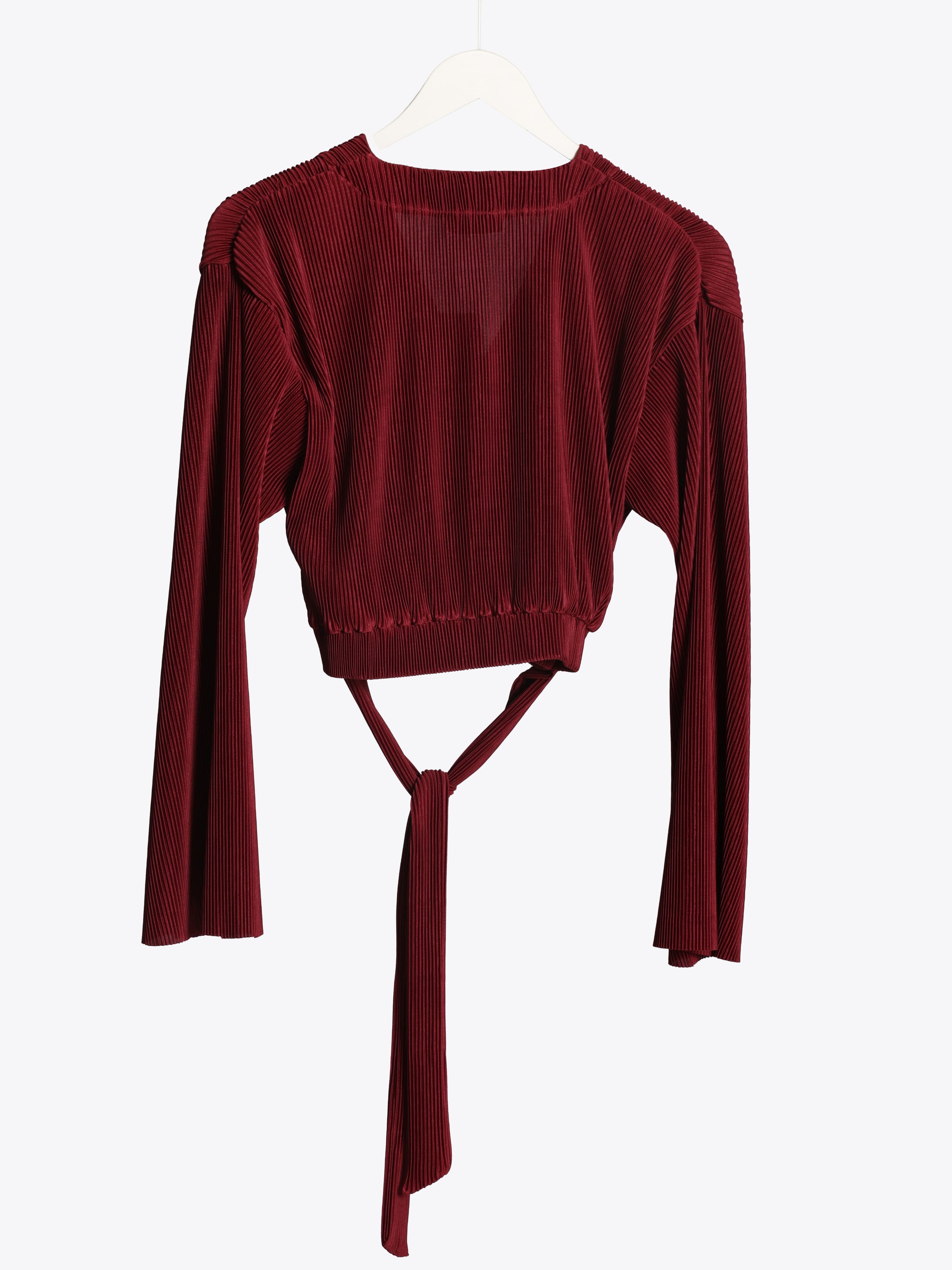 BURGUNDY PLEATED CROP TOP 2