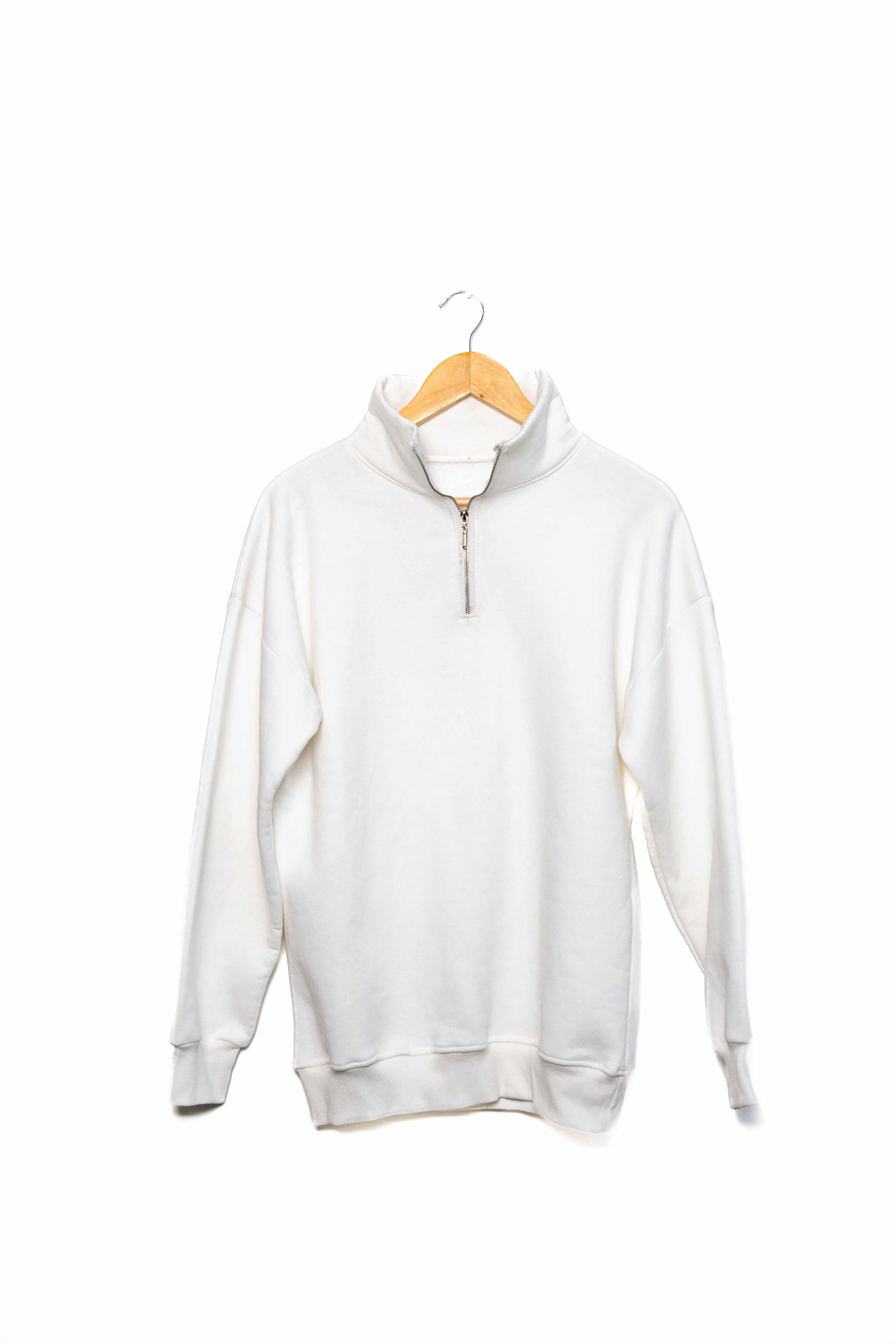 Yarım fermuarlı 3 ip şardonlu sweatshirt
