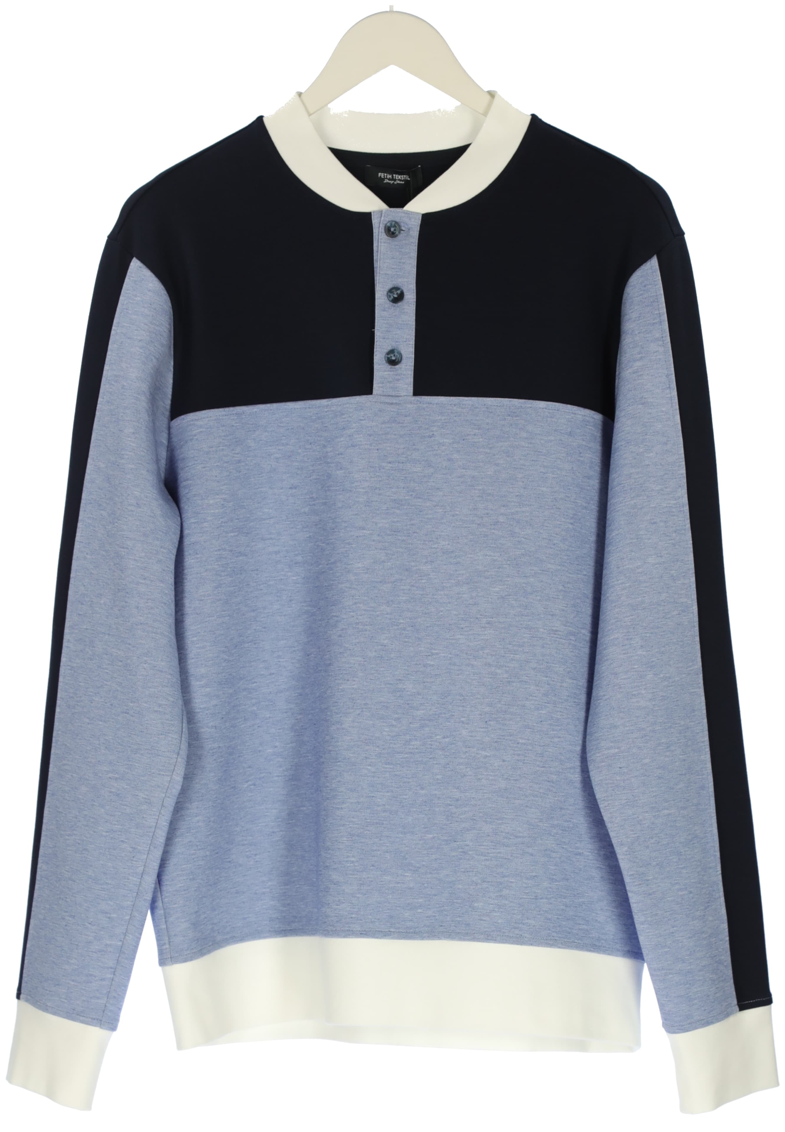 BLOCKED BUTTON SWEATSHIRT