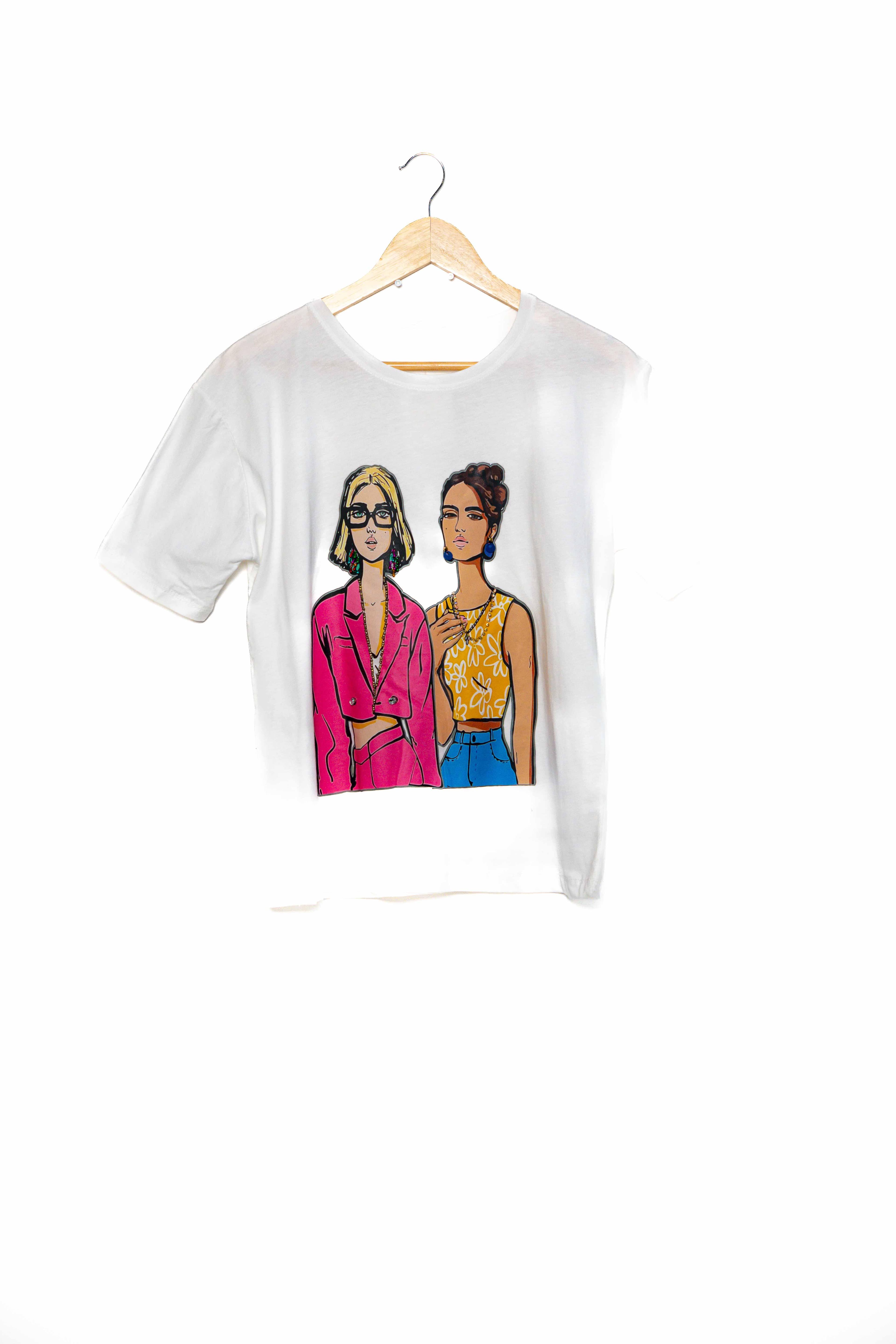 Orta kalıp dijital baskı taşlı tshirt