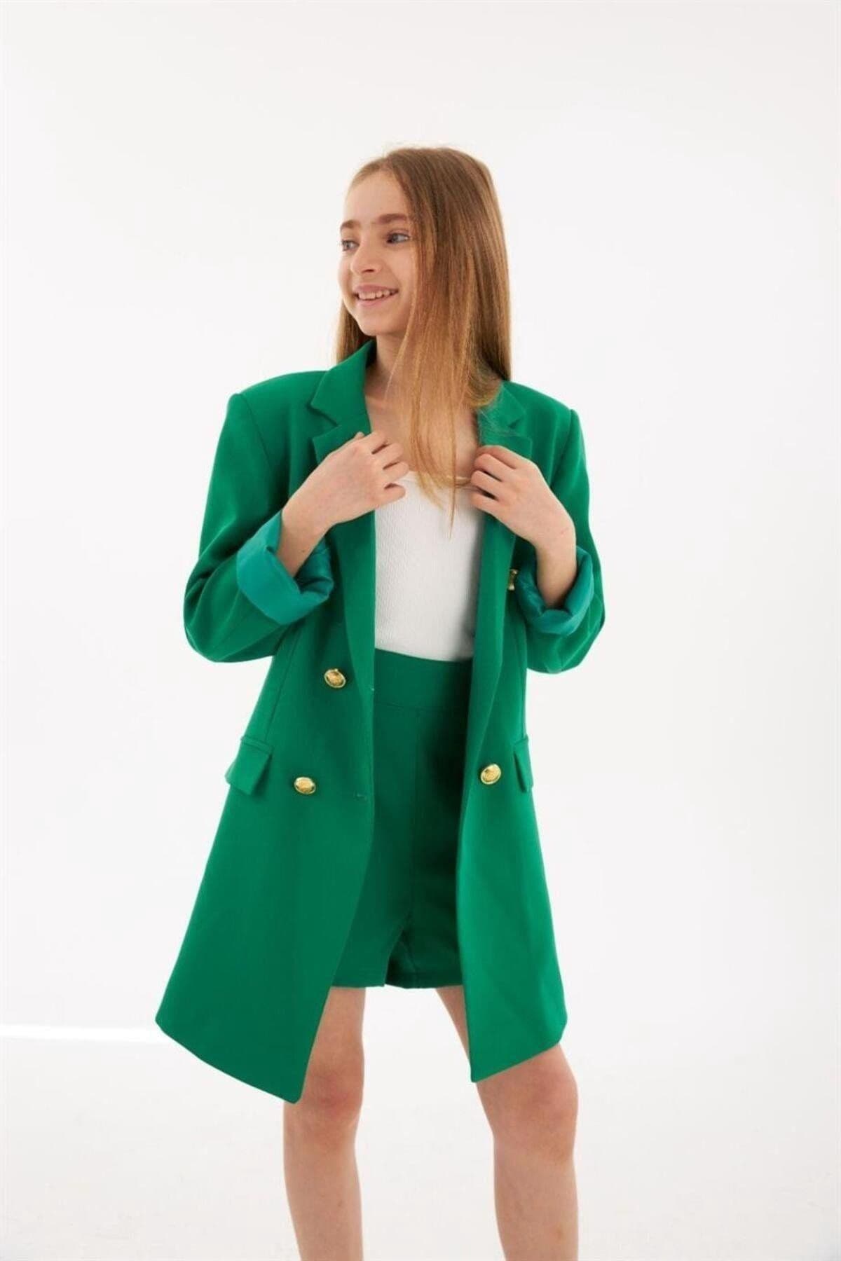 Gold Düğmeli Blazer Ceket