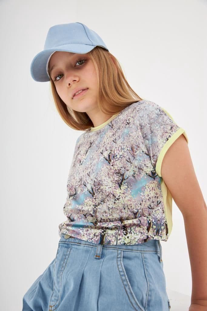 Kız Çocuk Desenli Oversize Tişört 