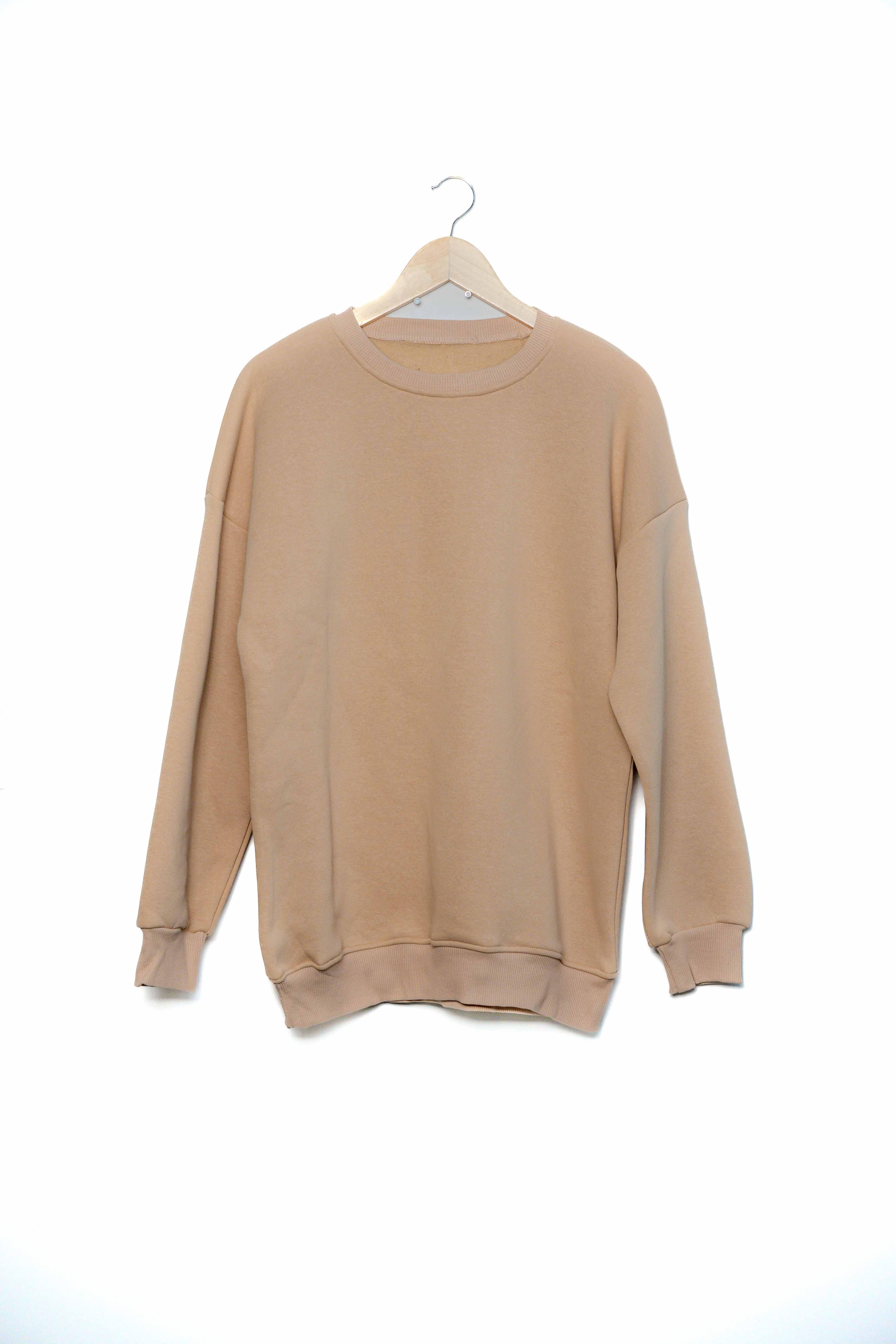 Bisiklet yaka 3 ip şardonlu tunik boy sweatshirt