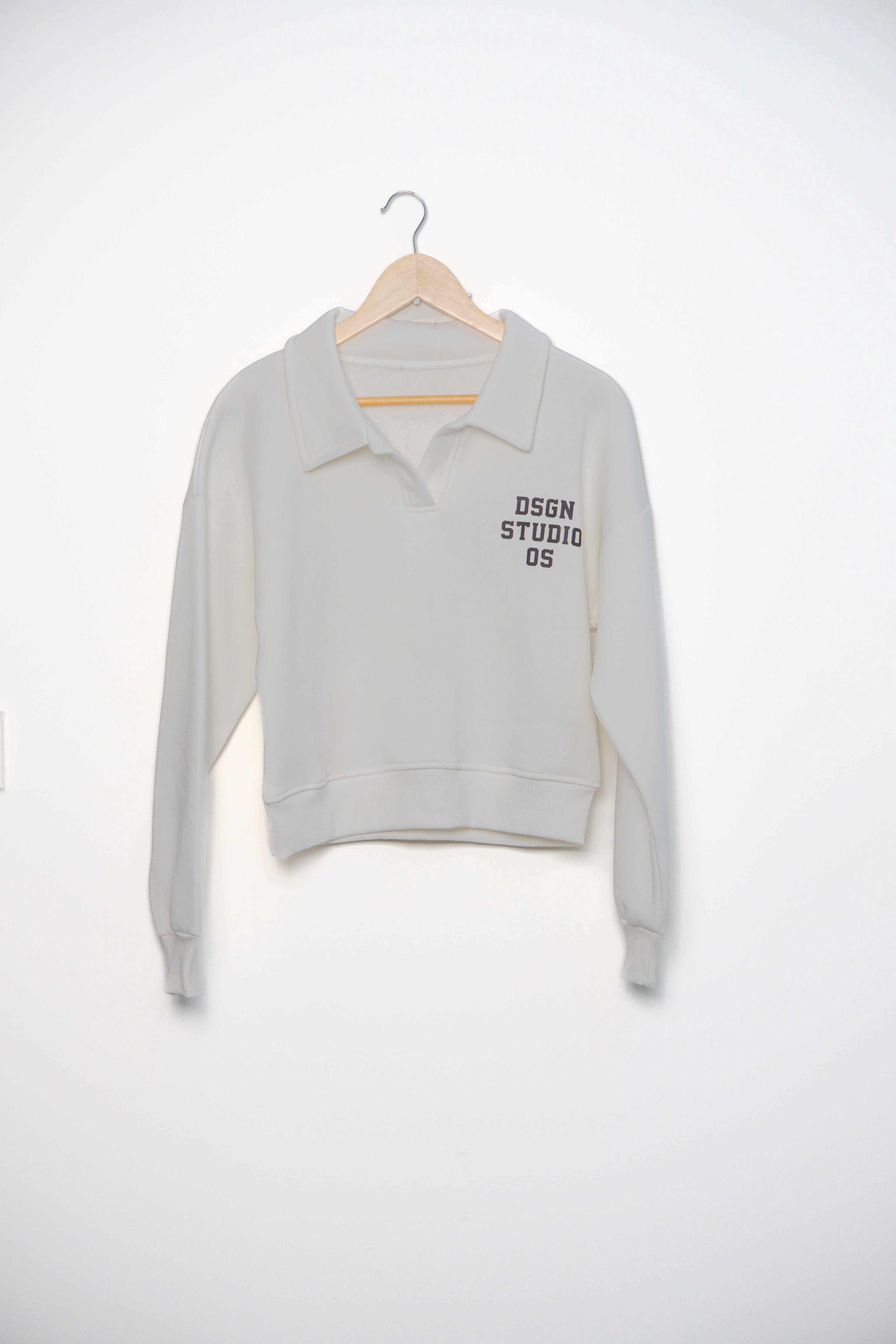 Polo yaka 3 ip şardonlu sweatshirt