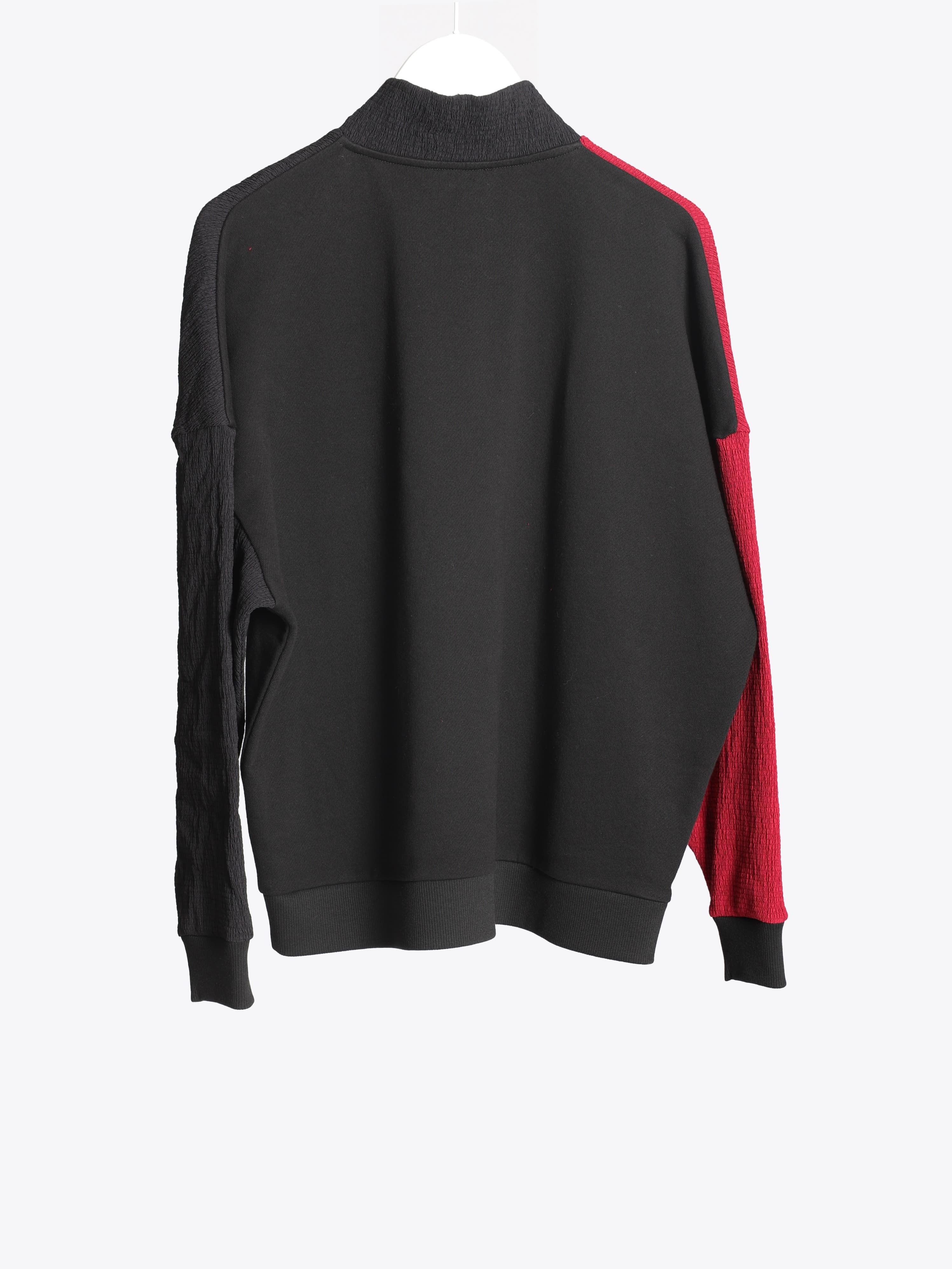WOVEN MIX ZIP DETAIL SWEAT 2