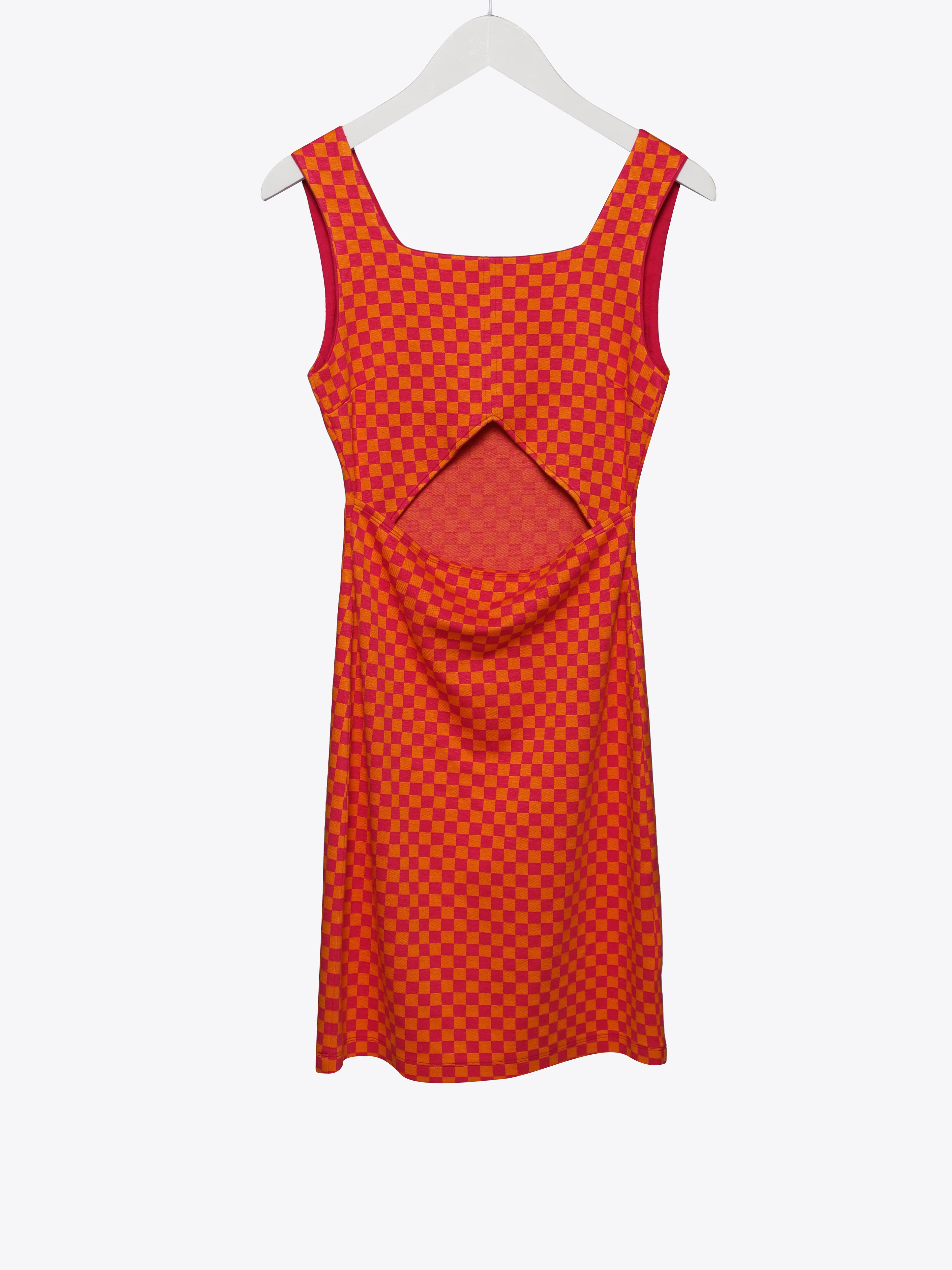CUT OUT DETAIL CHECK DRESS