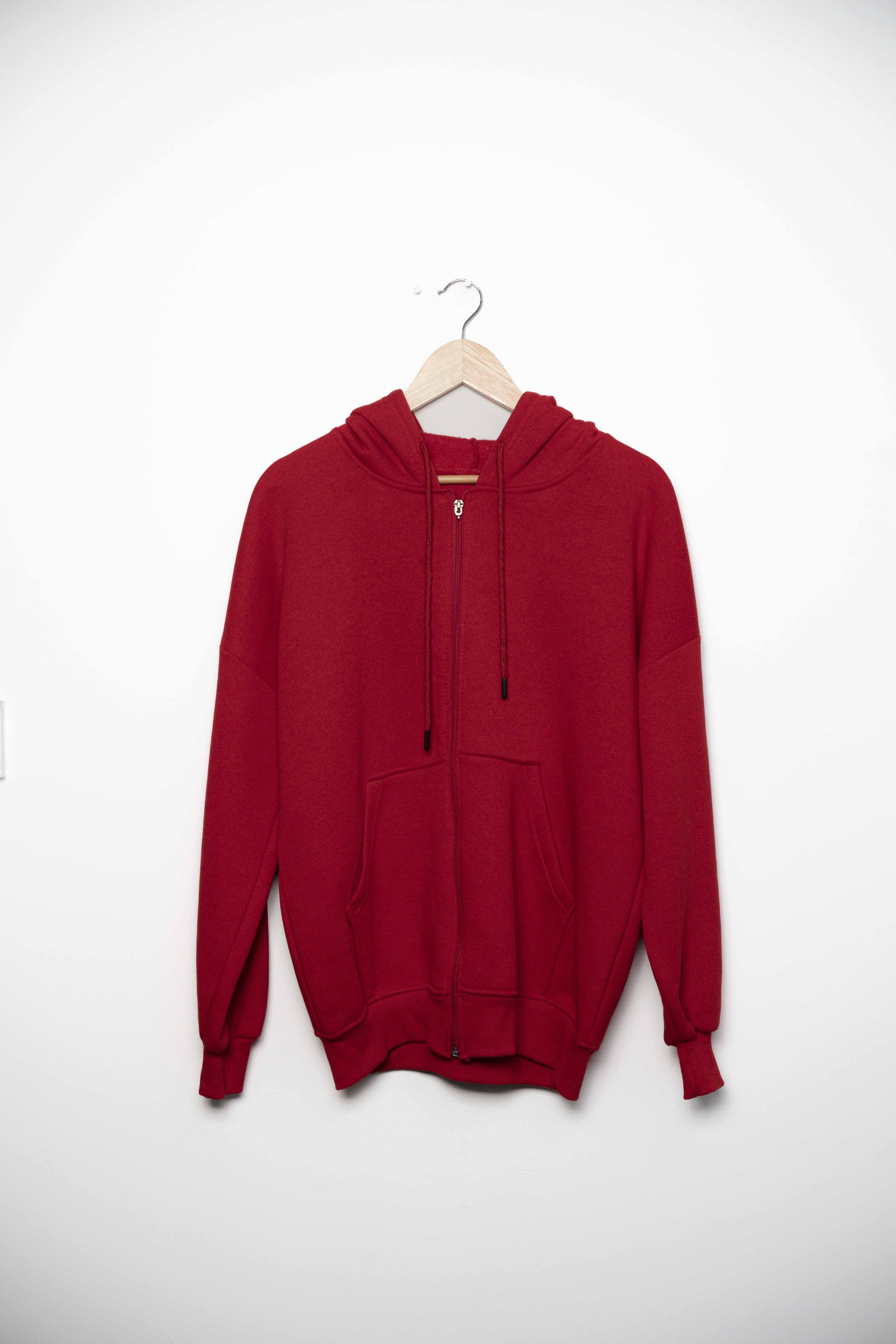 Fermuarlı 3 ip şardonlu kapüşonlu sweatshirt