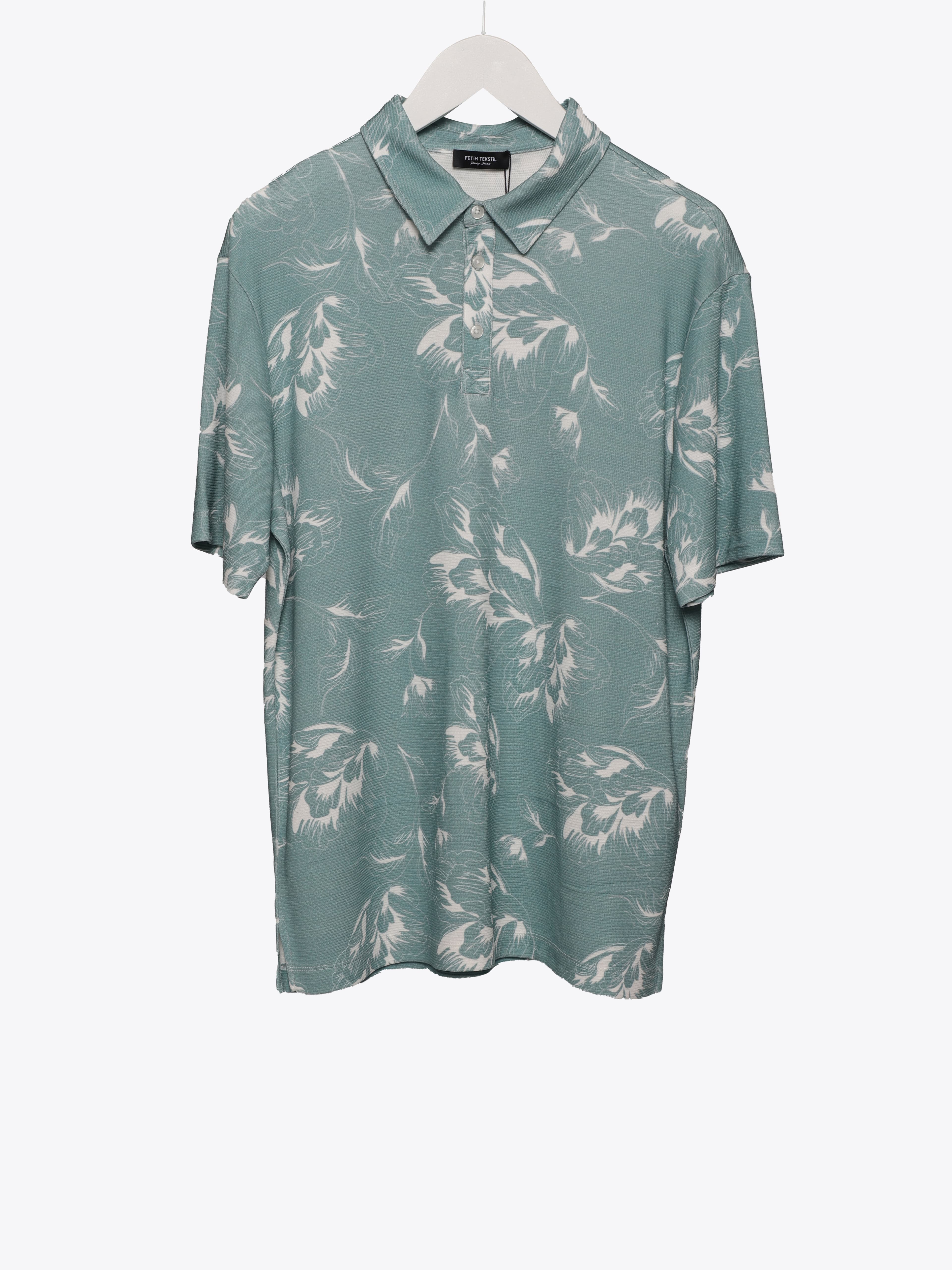 FLORAL PRINTED POLO COLLAR T SHIRT