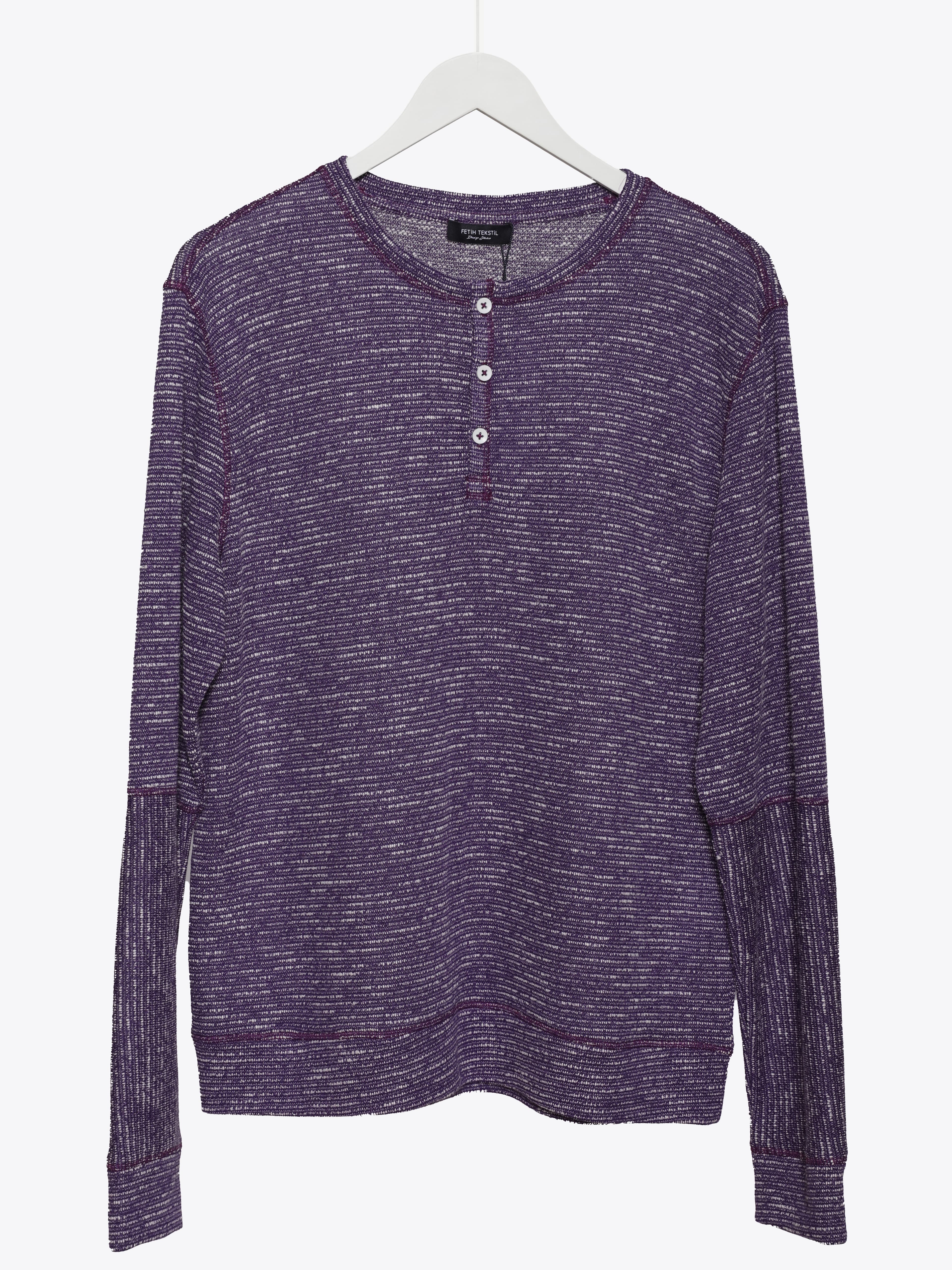 JACQUARD HENLEY LONG SLEEVE T-SHIRT