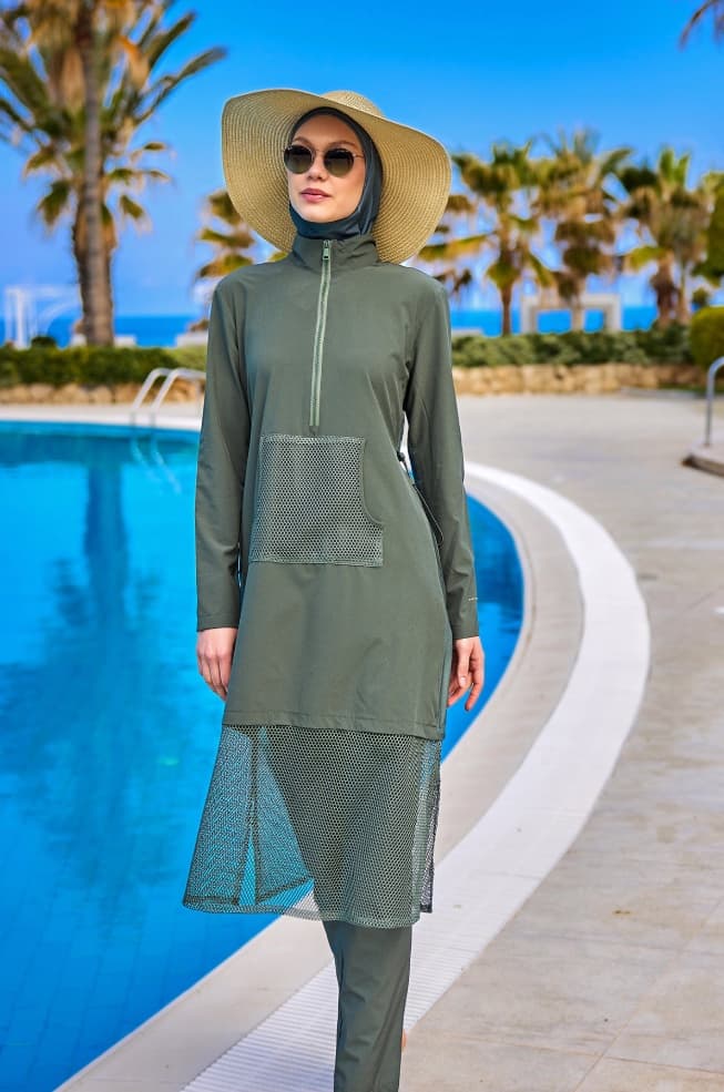 Tam Kapalı Tesettür Mayo M2508-3 Haki