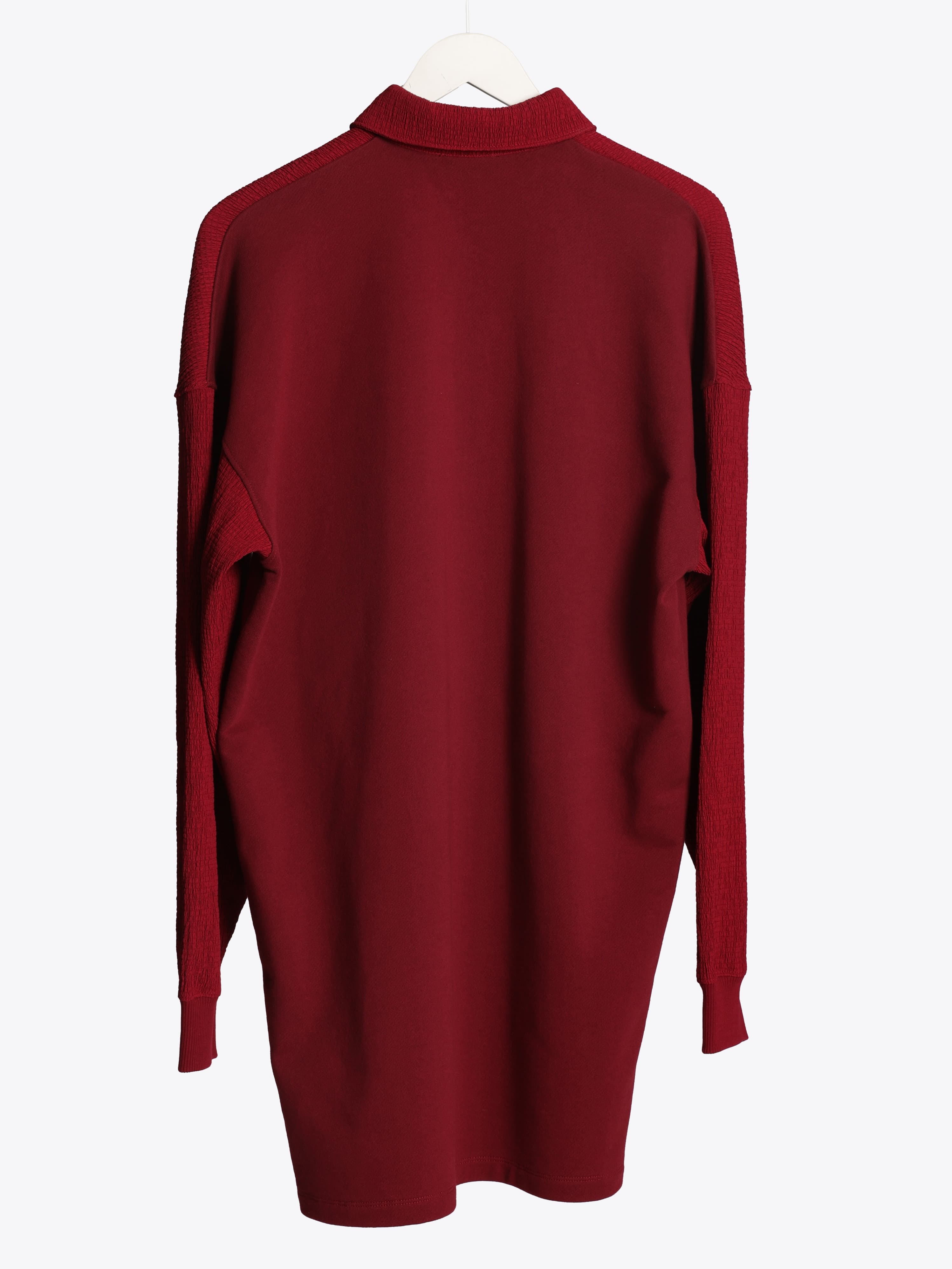 BURGUNDY WOVEN MIX SWEAT DRESS 2