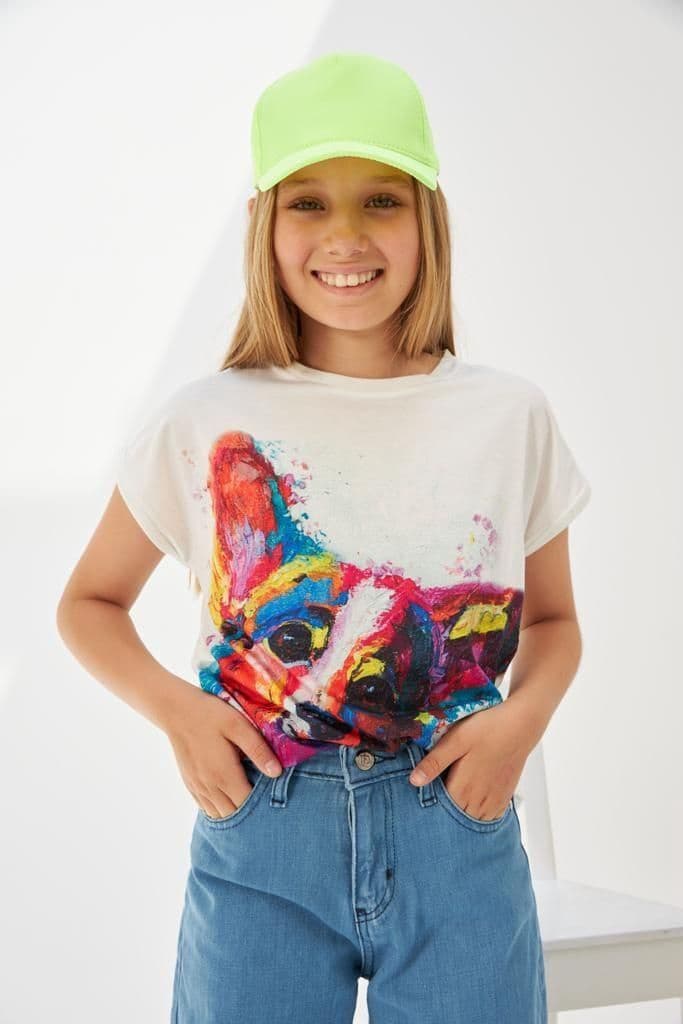 Kız Çocuk Desenli Oversize Tişört 