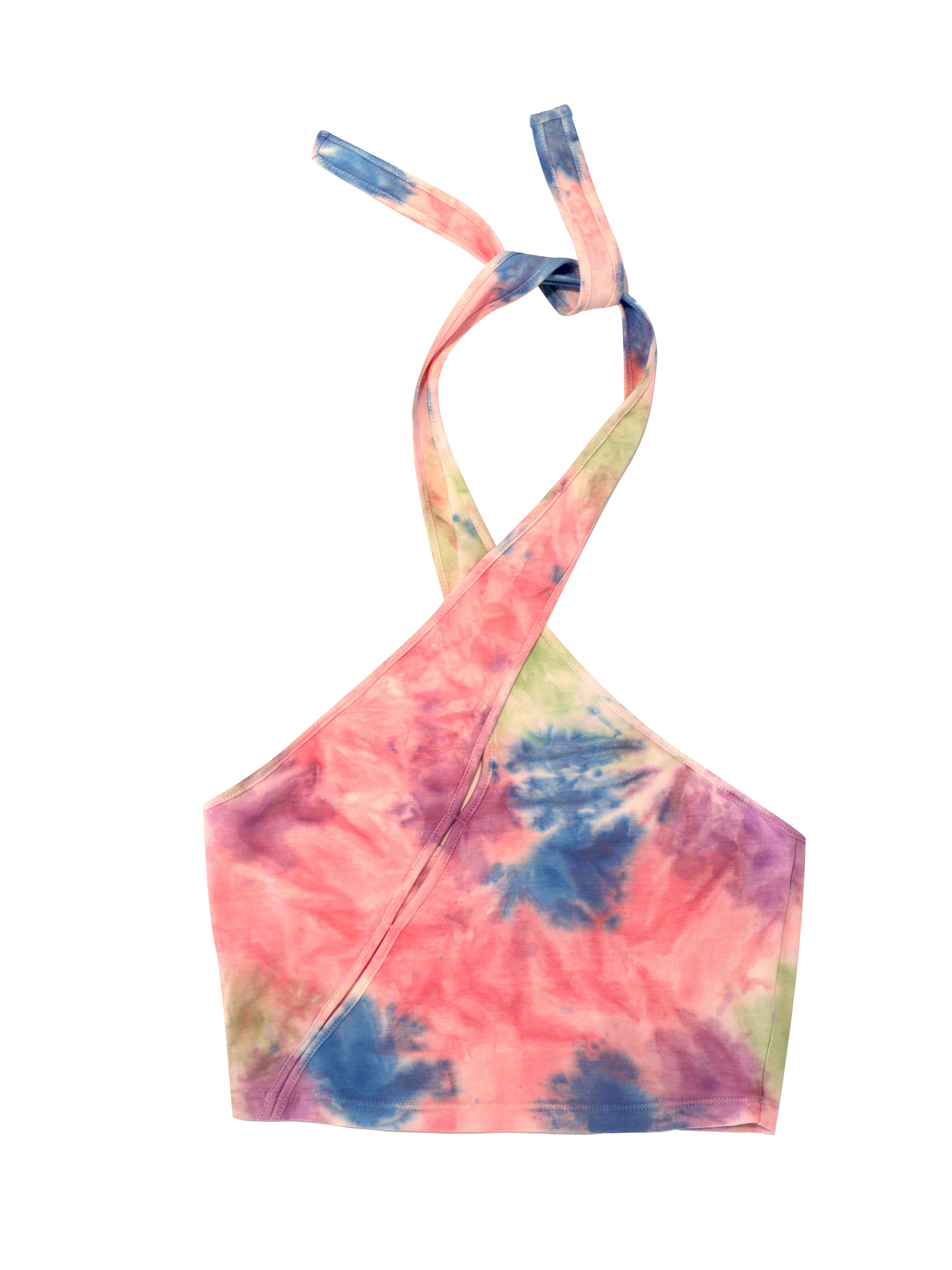 CUT OUT DETAIL TIE DYE PINK TOP