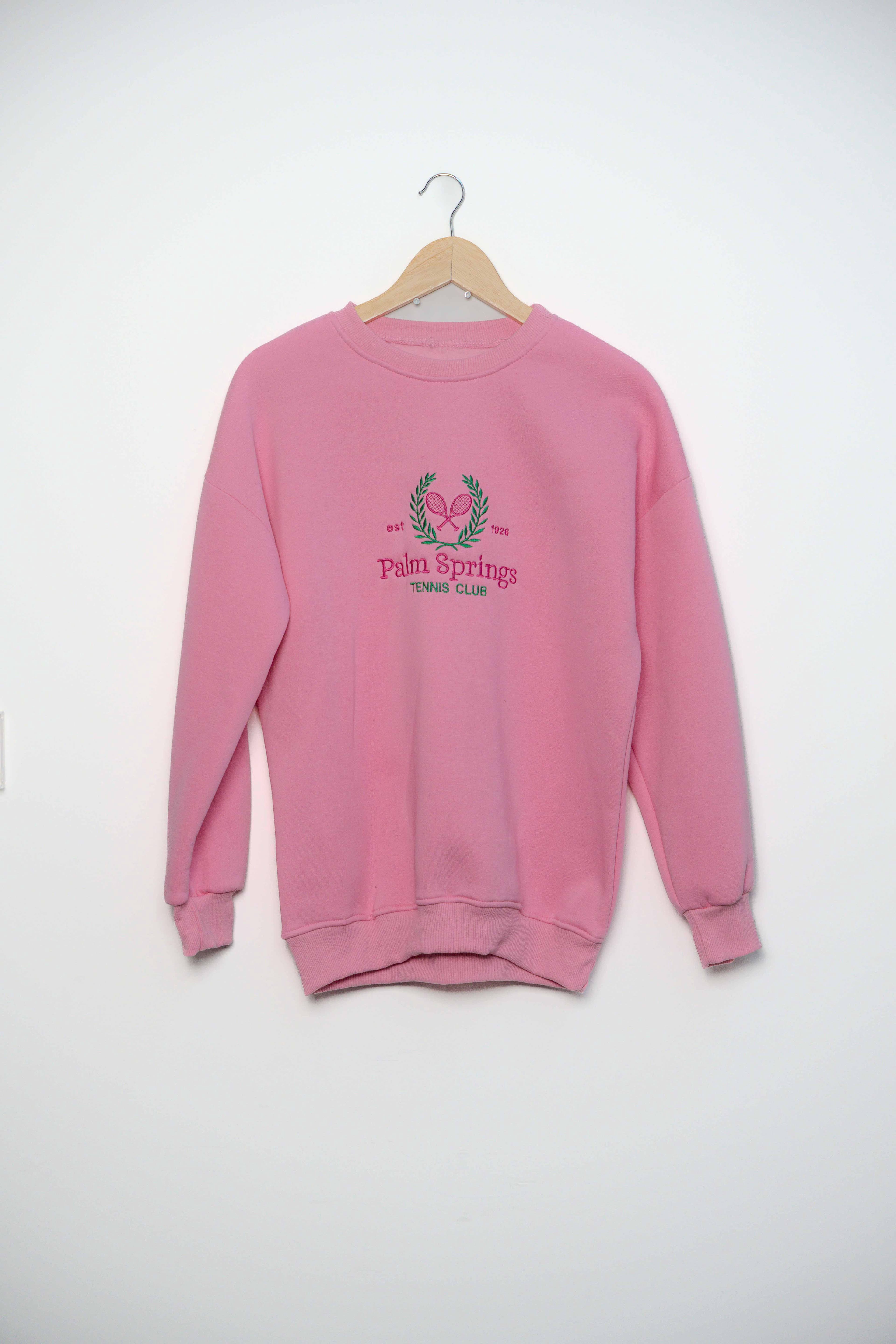 Bisiklet yaka 3 ip şardonlu palm sipring nakışlı sweatshirt