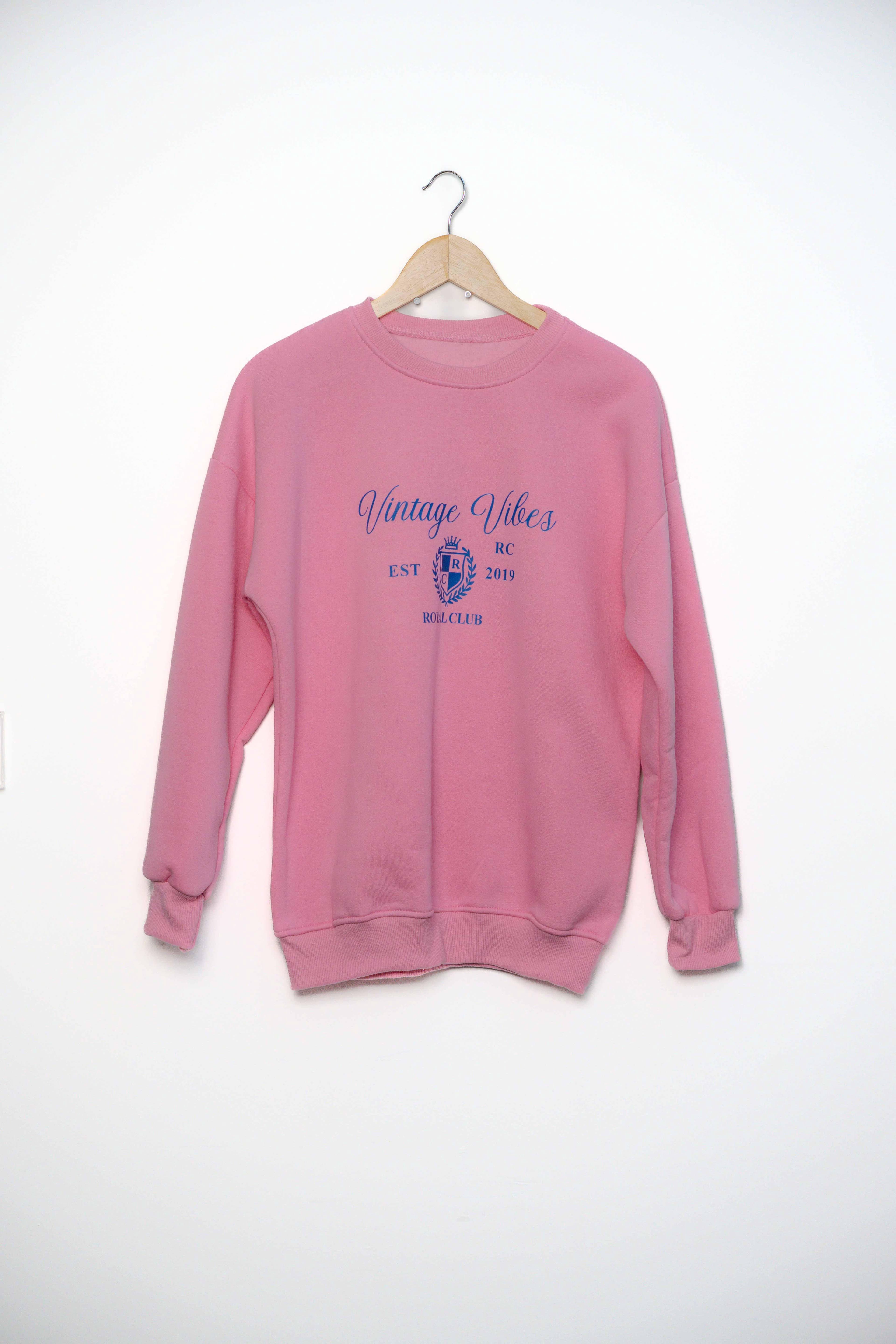 Bisiklet yaka 3 ip şardonlu vintage vibes baskılı sweatshirt